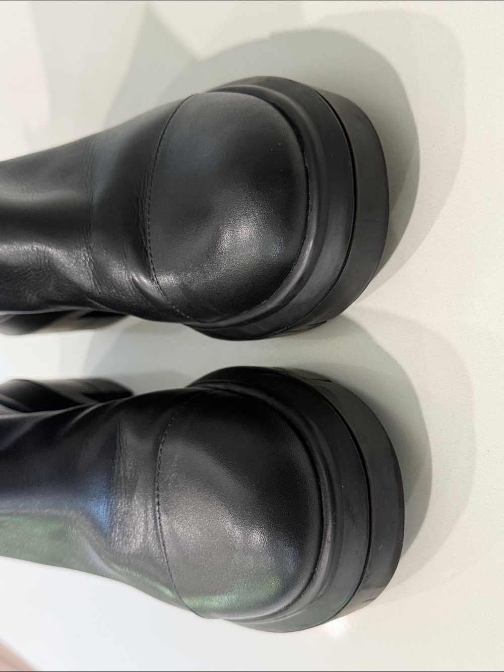 Stuart Weitzman Black Leather Platform Lug Boots - Picture 11 of 14